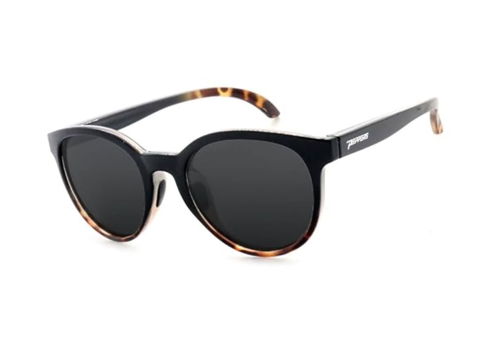 a pair of sunglasses with black lenses that float