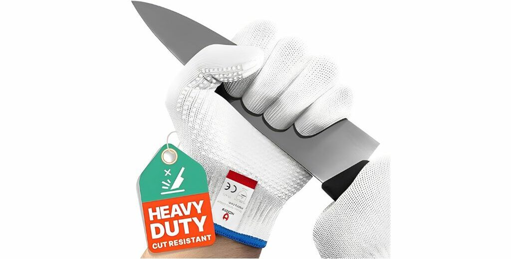 Cut resistant gloves with secure grip and silicone dots
