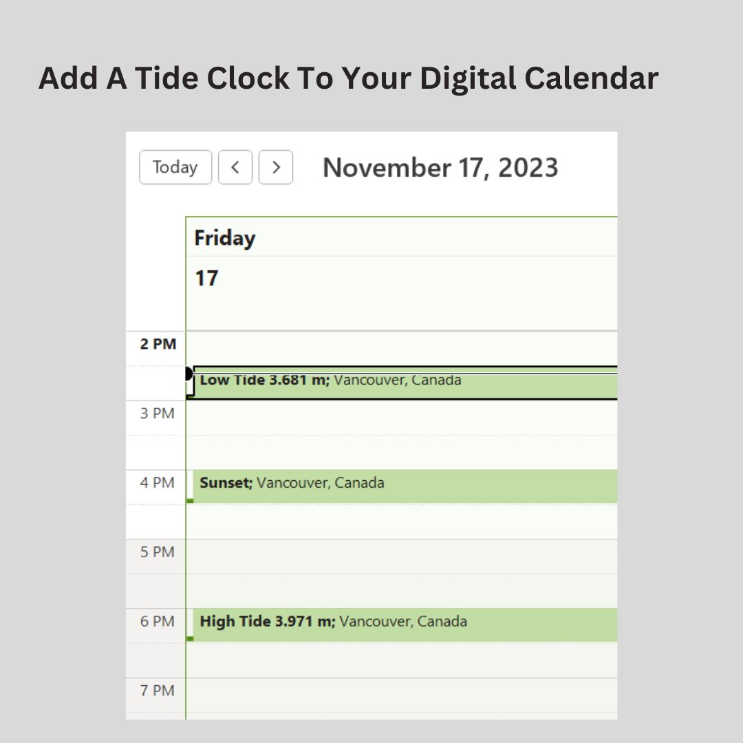 adding a tide chart to your calendar
