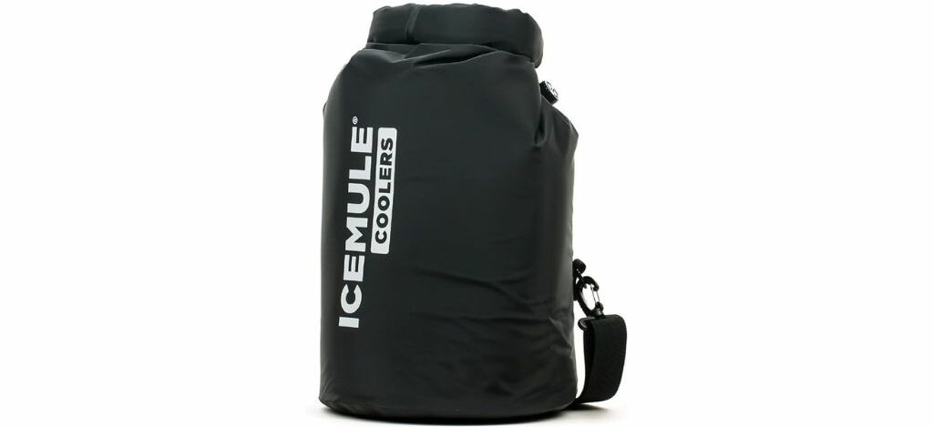 Black ICEMULE backpack cooler with shoulder strap.