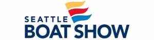 Seattle Boat Show logo with colorful wave design above the text.