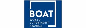 Blue and white logo of the World Superyacht Awards.