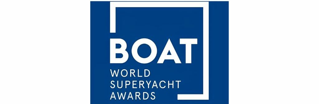 Blue and white logo of the World Superyacht Awards.