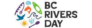BC Rivers Day logo with colorful icons of fish, paddle, bird, sun, waves, and kayak for river conservation event.