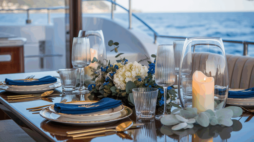 Setting a Holiday Table Afloat 5 Blue Harbour Table