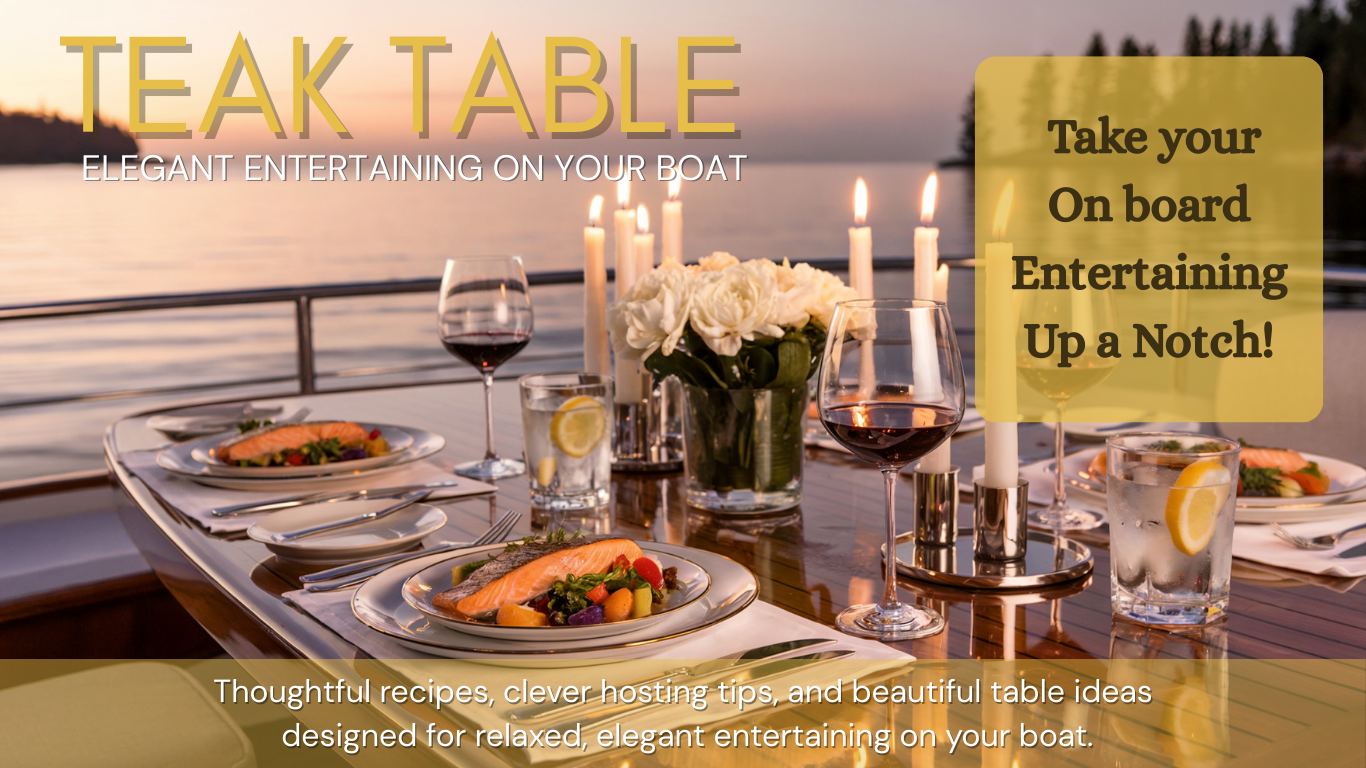 an elegant dinner table on a yacht