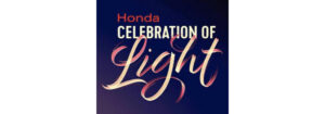 Honda Celebration of Lights logo with elegant calligraphy text on a deep blue background.