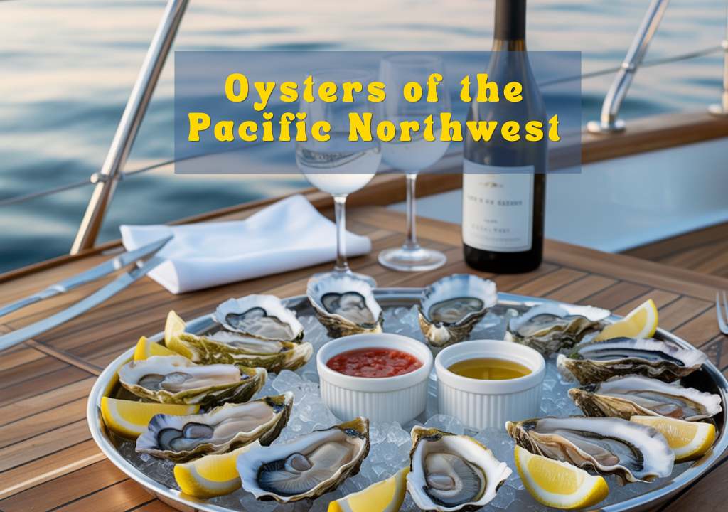 Oysters served with lemon and sauce