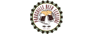 Logo of the Parksville Beer Festival 2025 featuring a stylized beer mug and coastal elements.
