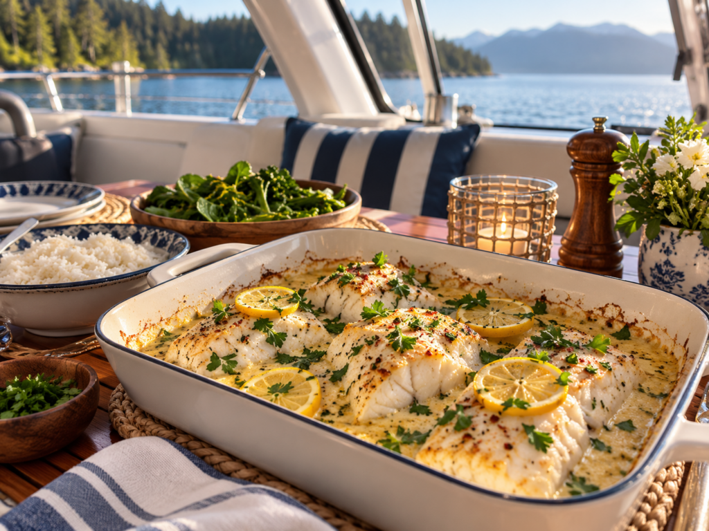 Tasty Baked Cod in Coconut Lemon Cream Sauce