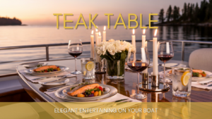 Elegant dining setup on a boat