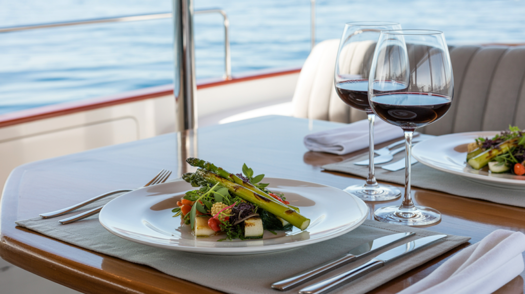 Vegie dinner on a yacht